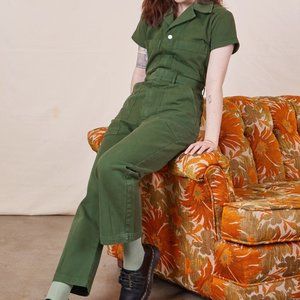 Big Bud Press Short Sleeve Jumpsuit - Dark Emerald Green Medium